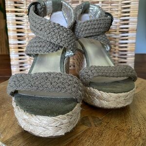 A.N.A. Olive Green Woven Platform Sandals
